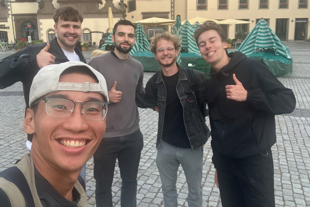 陳紀宇赴德國交換期間，與曾在高科大金融管理EMI課程共同上課的德國學生再次相聚，延續從課堂開始的跨文化交流。