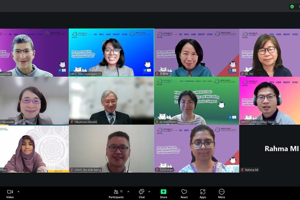 UNESCO計畫主持人Prof. Ronni與各國合作學校教師線上出席成果會議，高科大航管系孫智嫻、于惠蓉、楊清喬老師共同參與交流。