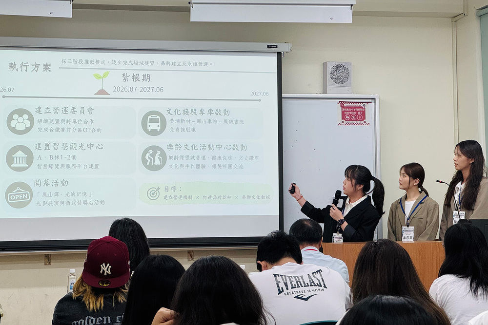 高科大學生以10分鐘現場簡報向評審分享高雄城市永續提案，展現青年對城市議題的觀察與創意。